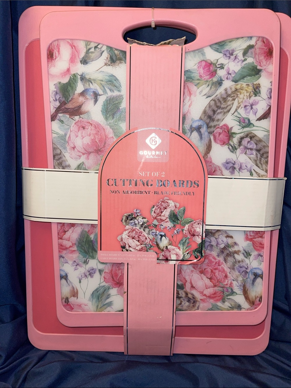 Gourmet Kitchen Floral Pink Cutting Boards - Set of 2
